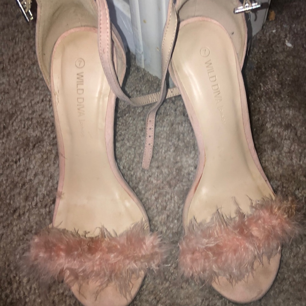 Pink fluffy heels